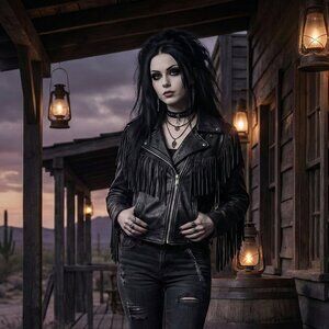 🏍️ First Fringe Genuine Cowhide Leather Biker Jacket Cropped Black 🤠